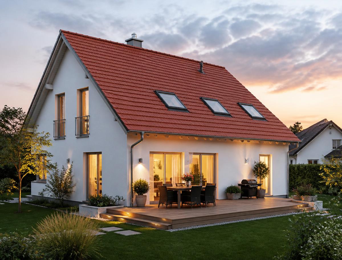 Wohnhaus mit saniertem Ziegeldach und neuen Dachflächenfenstern